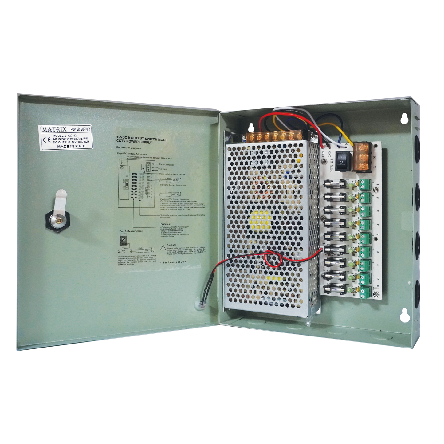 power supply BOX 12V 10A 9 CH